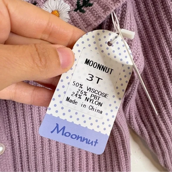 Moonut Purple Toddler Cardigan with Floral Embroidery size 3T - Picture 3 of 7